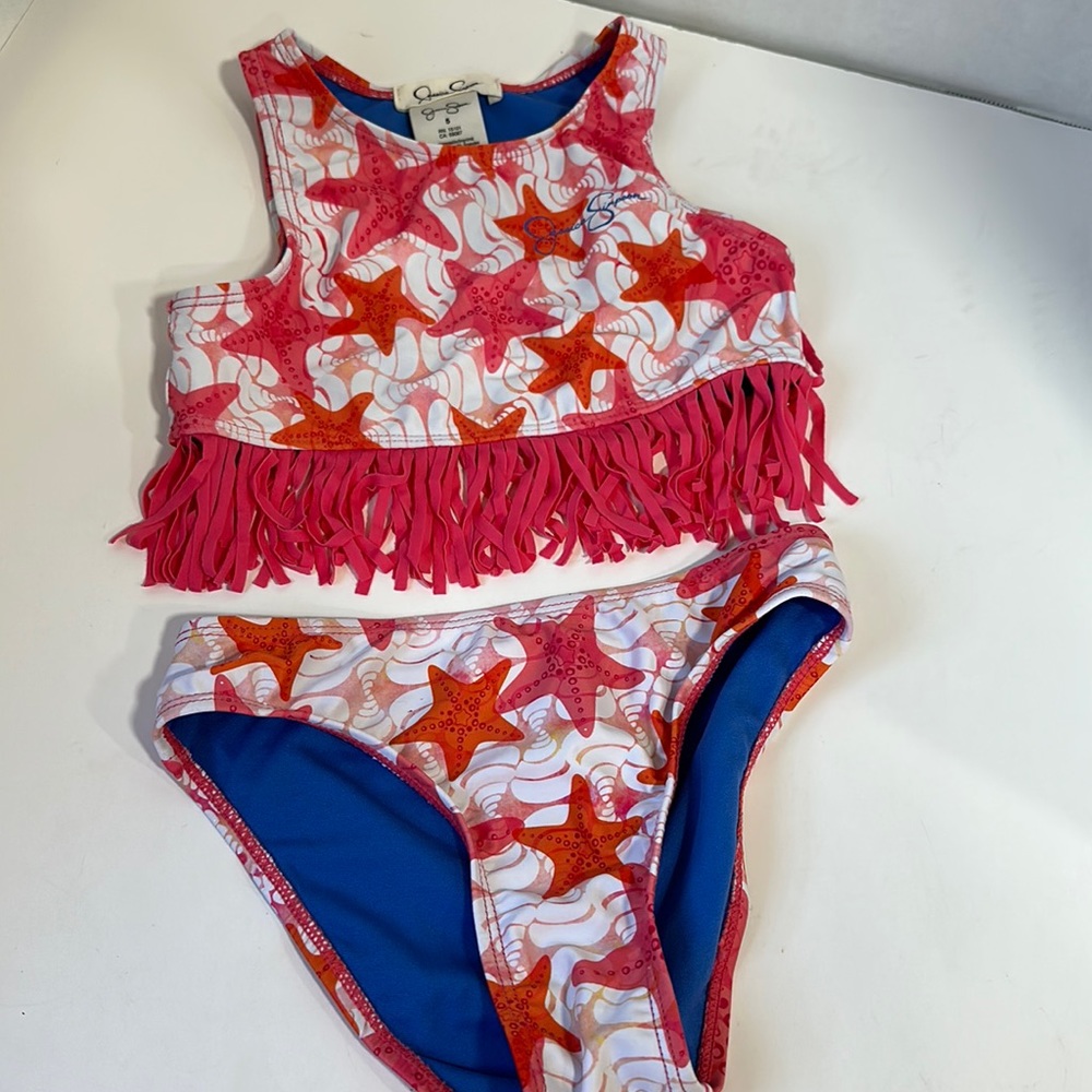 Jessica Simpson star fish fringe 2 piece bikini size 5